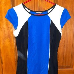 Blue and White Mid Length Dress